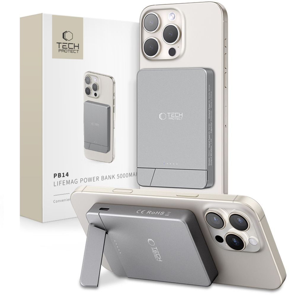 Muud kaubad Tech-Protect Powerbank Tech-Protect PB14 LifeMag MagSafe 5000 mAh - gray