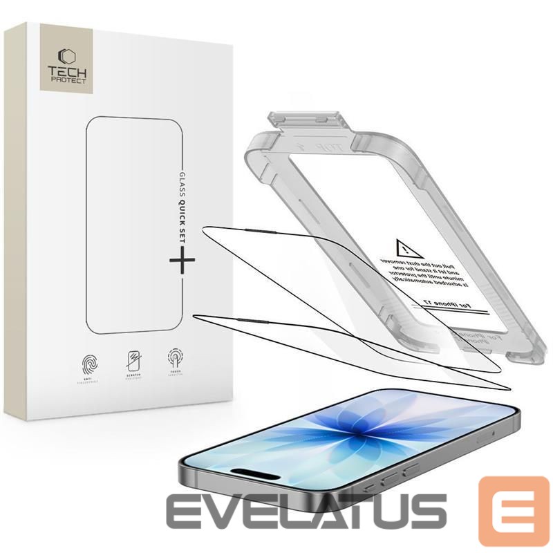 Citas preces Tech-Protect Tech-Protect Quick Set+ 2-pack tempered glass for iPhone 17 - black