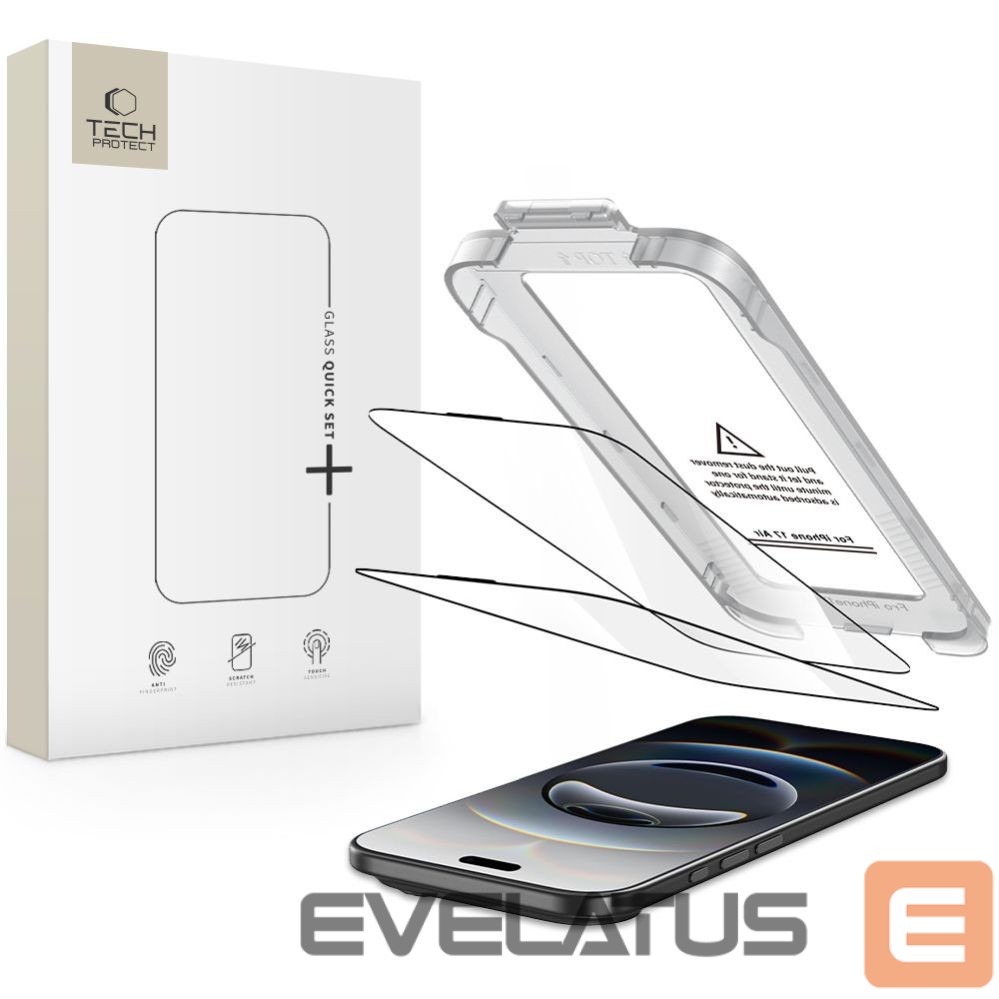 Citas preces Tech-Protect Tech-Protect Quick Set+ 2-pack tempered glass for iPhone 17 Air - black