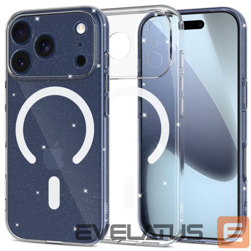Citas preces Tech-Protect Tech-Protect FlexAir MagSafe Case for iPhone 17 Pro Max - Clear Glitter