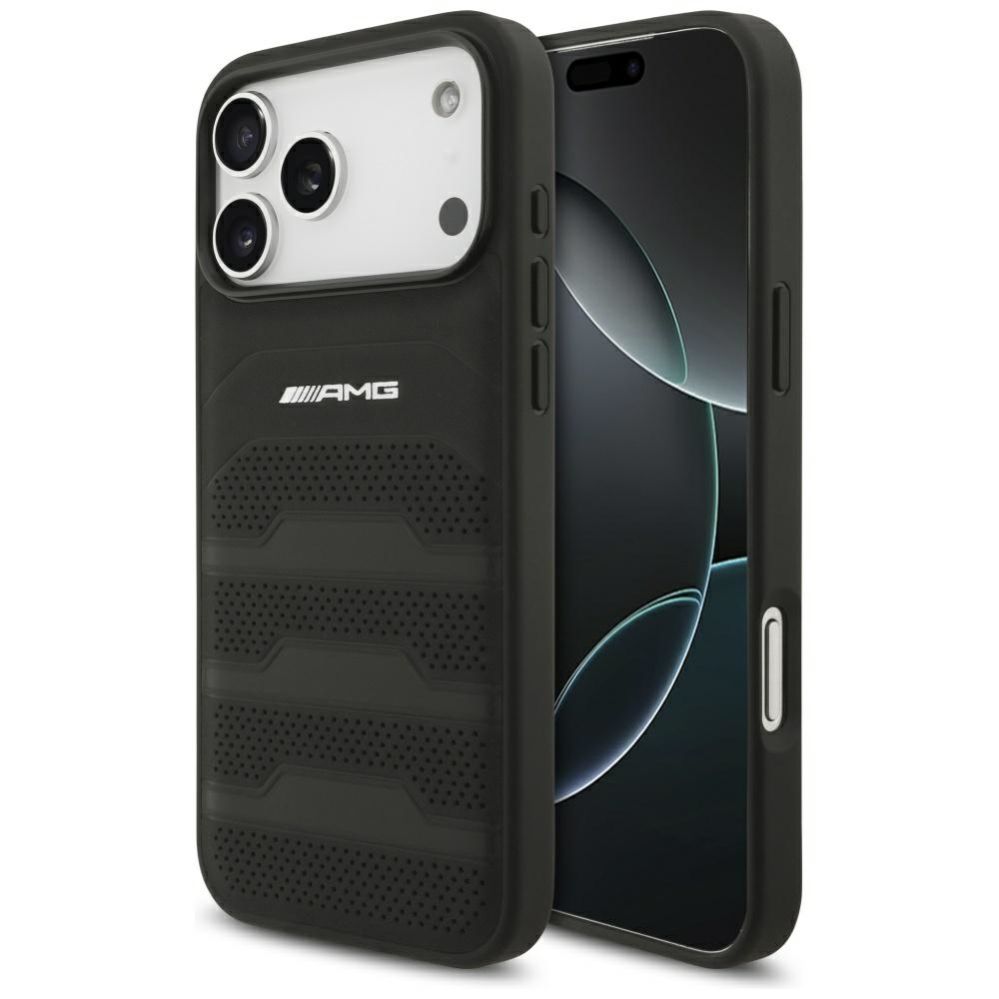 Citas preces Mercedes-Benz AMG Leather Debossed Lines Logo Case for iPhone 17 Pro Max - Black