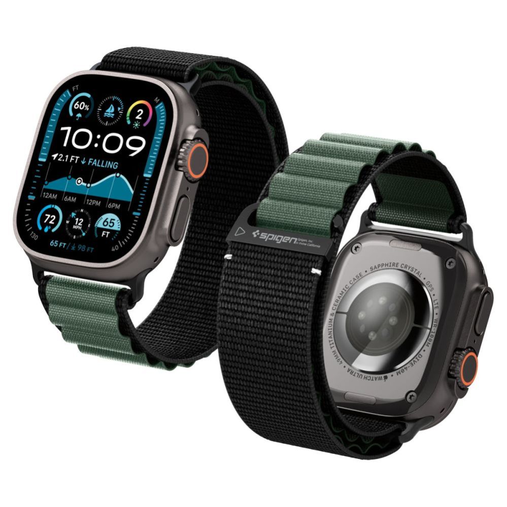 Citas preces Spigen Strap Spigen WBF1 Strap for Apple Watch 44 / 45 / 46 / 49 mm - Black and Green