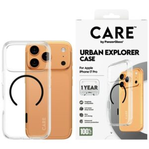 Citas preces Panzer Glass  CARE by PanzerGlass Flagship Urban Explorer Case w. Black MagSafe for iPhone 17 Pro - Transparent 