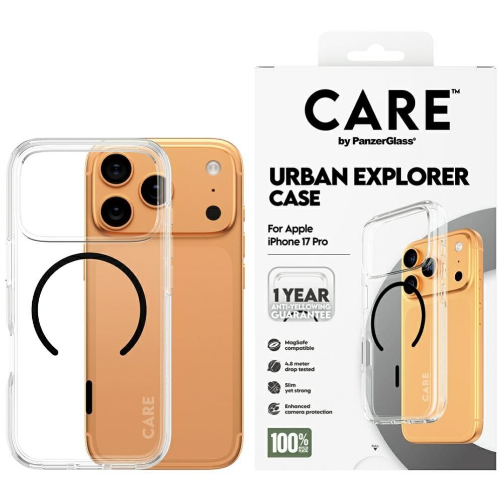 Muud kaubad Panzer Glass CARE by PanzerGlass Flagship Urban Explorer Case w. Black MagSafe for iPhone 17 Pro - Transparent