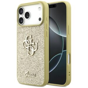 Kitos prekės Guess  Guess Fixed Glitter Big 4G case for iPhone 17 Pro Max - gold 