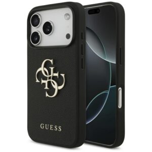 Kitos prekės Guess  Guess Grained Big 4G & Classic Logo case for iPhone 17 Pro - black 