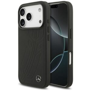 Kitos prekės Mercedes-Benz  Mercedes Leather Large Laurel Leave MagSafe Case for iPhone 17 Pro - Black 