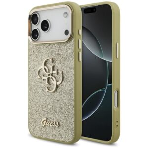 Kitos prekės Guess  Guess Fixed Glitter Big 4G Metal Frame case for iPhone 17 Pro Max - gold 