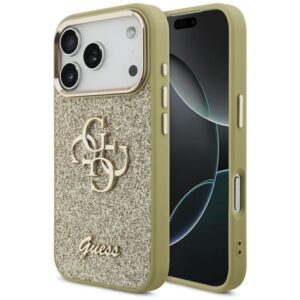 Kitos prekės Guess  Guess Fixed Glitter Big 4G Metal Frame case for iPhone 17 Pro - gold 