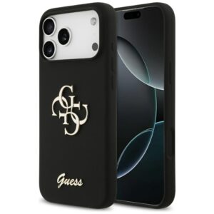 Citas preces Guess  Guess Silicone Big 4G Script Case for iPhone 17 Pro Max - Black 
