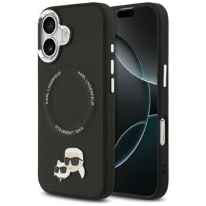 Citas preces Karl Lagerfeld  Karl Lagerfeld Karl & Choupette Pins MagSafe Case for iPhone 17 - Black 