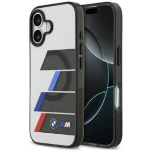 Kitos prekės BMW  BMW M IML Metal Buttons Tricolor Lines MagSafe Case for iPhone 17 - Gray 