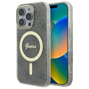Kitos prekės Guess  Guess IML 4G MagSafe Case for iPhone 16 Pro Max - Brown 