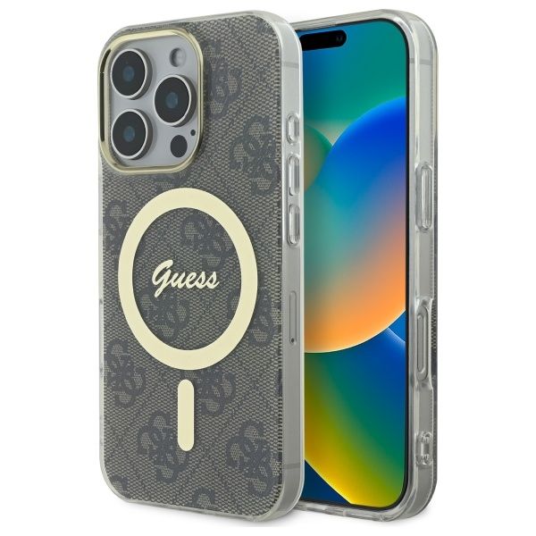 Citas preces Guess Guess IML 4G MagSafe Case for iPhone 16 Pro Max - Brown
