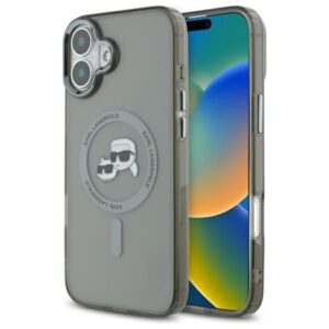 Kitos prekės Karl Lagerfeld  Karl Lagerfeld IML Metal Karl&Choupette Head MagSafe Case for iPhone 16 Plus - Black 