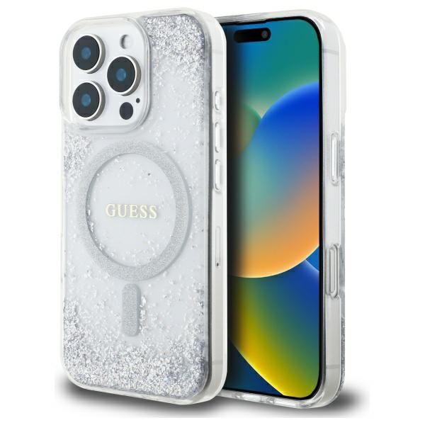 Citas preces Guess Guess Resin Gradient Glitter MagSafe case for iPhone 16 Pro - silver