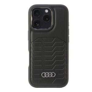 Kitos prekės Audi  Audi Synthetic Leather MagSafe iPhone 16 Pro 6.3" black/black hardcase AU-TPUPCMIP16P-GT/D3-BK 