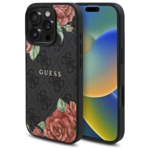Kitos prekės Guess  Guess GUHMP16LP4ROPEMCK iPhone 16 Pro 6.3" black/black hardcase 4G Flowers Print MagSafe 
