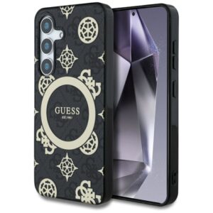 Kitos prekės Guess  Guess 4G Background Gold Electroplated Peony Pattern MagSafe case for Samsung Galaxy S25 black 