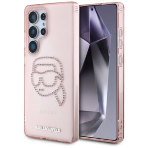 Citas preces Karl Lagerfeld  Karl Lagerfeld Rhinestones K. Head Logo Samsung Galaxy S25 Ultra Case Pink 