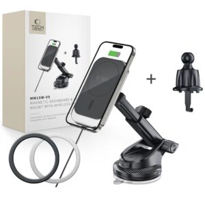 Citas preces Tech-Protect  Tech-Protect MM15W-V9 Car Holder with MagSafe for Dashboard and Air Vent 15W - Black 