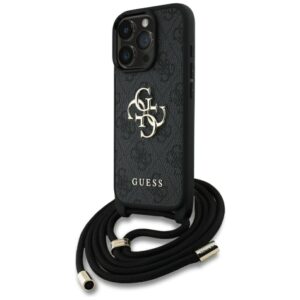 Kitos prekės Guess  Guess 4G Big Logo Cord Stap Crossbody Case for iPhone 16 Pro Black 