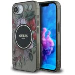 Citas preces Guess  Guess IML Flowers MagSafe iPhone 16e Case - Black 