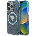 Kitos prekės Guess  Guess IML Metal Glitter 4G Circle Triangle MagSafe Case for iPhone 16 Pro Max - Blue 