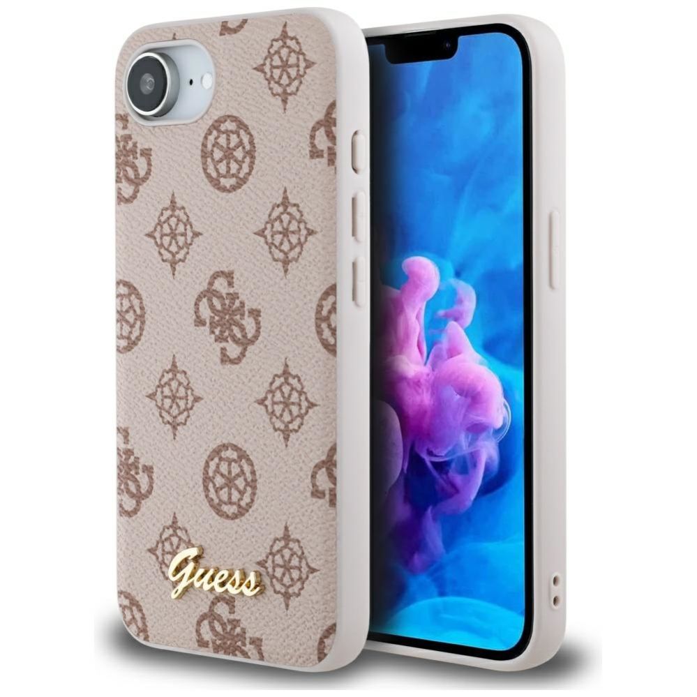 Citas preces Guess Guess Peony Script Logo MagSafe iPhone 16e Case - Brown