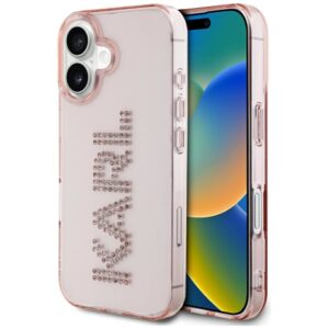 Citas preces Karl Lagerfeld  Karl Lagerfeld IML Rhinestones Logo iPhone 16 Case - Pink 