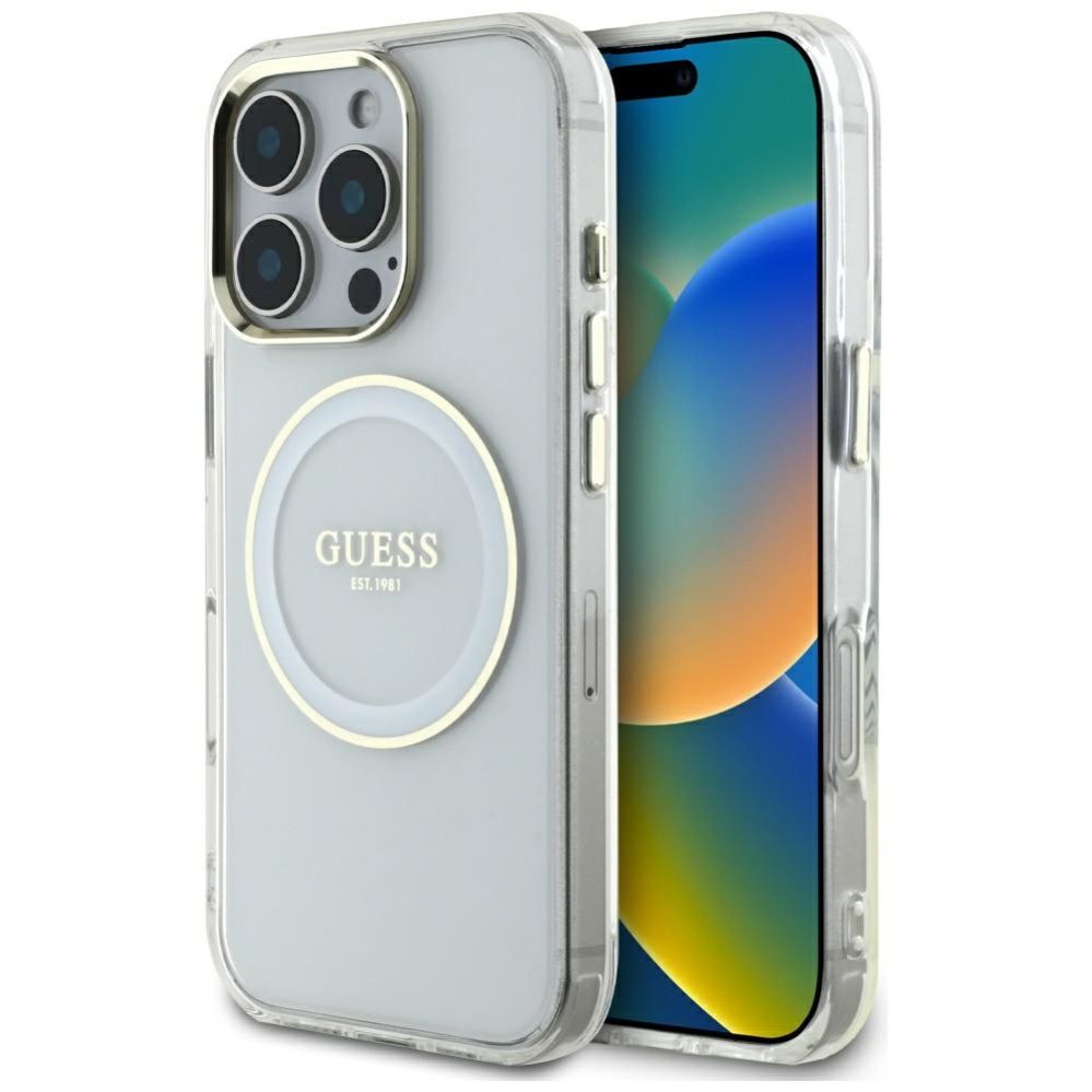 Muud kaubad Guess Guess IML Metal Colored Circle Classic Logo MagSafe case for iPhone 16 Pro Max - white