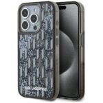 Citas preces Karl Lagerfeld  Karl Lagerfeld Liquide Glitter Monogram Gradient iPhone 15 Pro Case - Black 