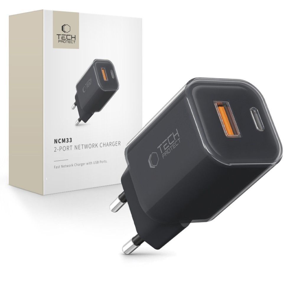 Citas preces Tech-Protect Tech-Protect NCM33W 2-port PD33W/QC3.0 wall charger - black
