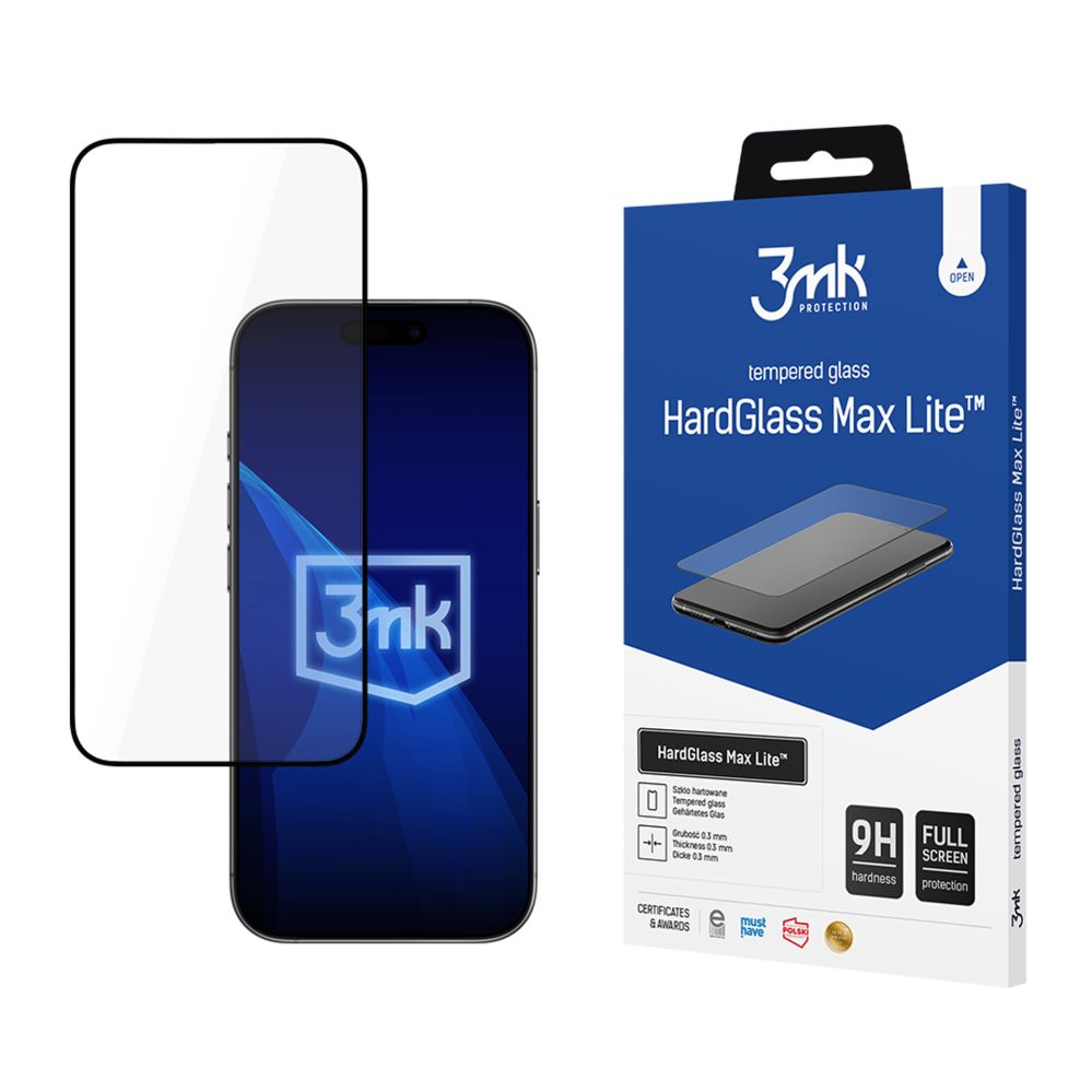 Muud kaubad 3MK 3mk HardGlass Max Lite Black Tempered Glass for iPhone 17 Pro Max