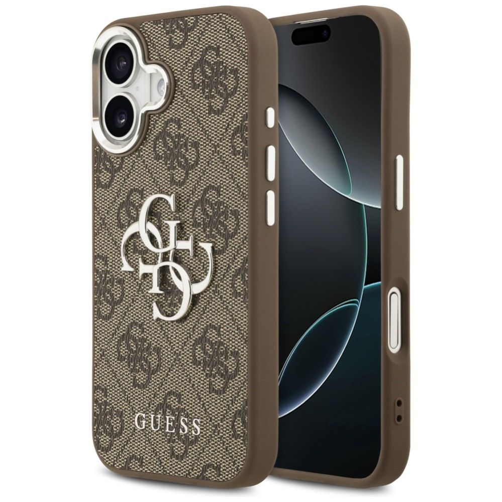 Citas preces Guess Guess 4G Big 4G Classic Logo case for iPhone 17 - brown and silver