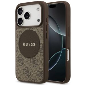 Kitos prekės Guess  Guess 4G Circle Classic Logo MagSafe case for iPhone 17 Pro - brown 