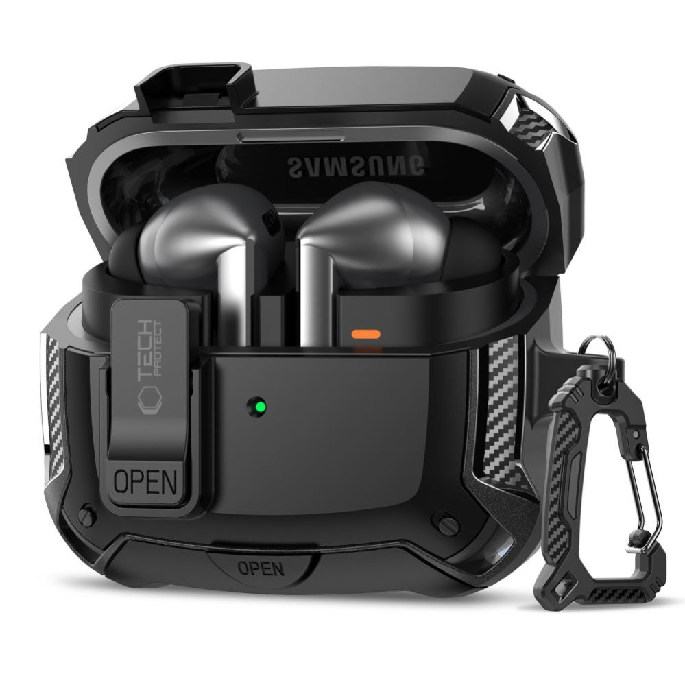 Muud kaubad Tech-Protect Tech-Protect Silicone Hook Case for Samsung Galaxy Buds 3 / 3 FE / 3 Pro - Black