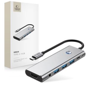 Citas preces Tech-Protect  Tech-Protect HB04 HUB Adapter 9in1 USB-C + USB2.0 + USB3.0 + HDMI 4K 60Hz + SD / TF + PD100W + AV3.5 - gray 
