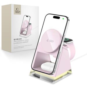 Citas preces Tech-Protect  Tech-Protect QI15W-A43 3in1 MagSafe Inductive Charger - Pink 