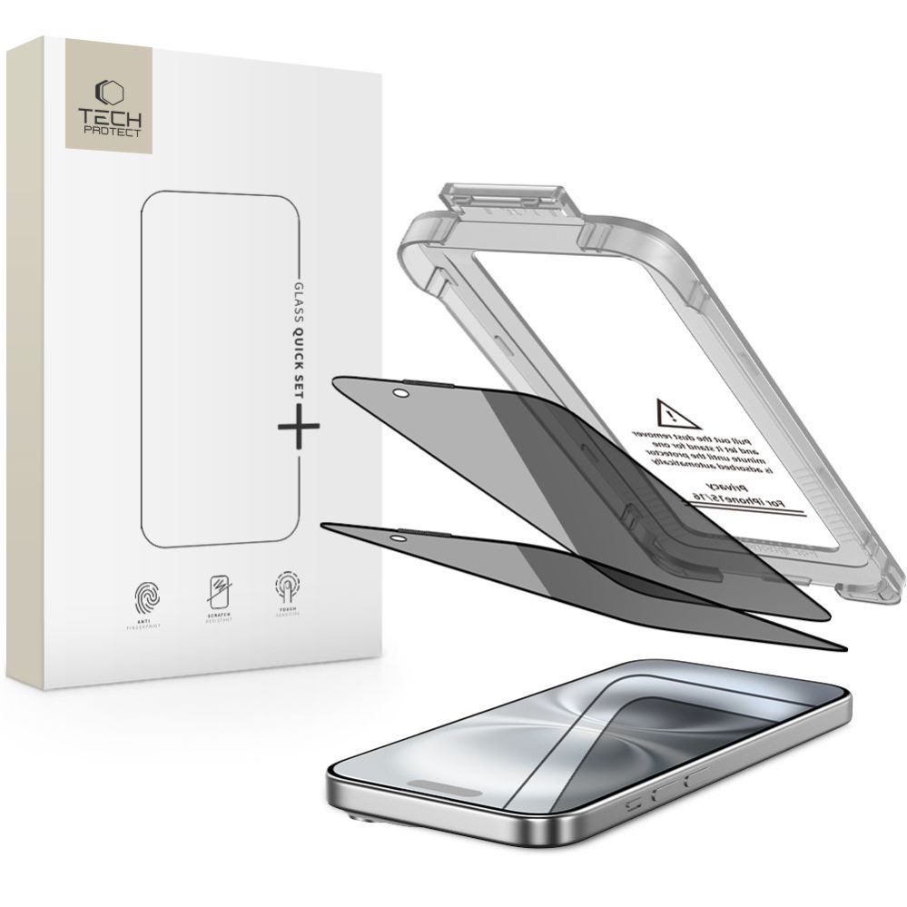 Citas preces Tech-Protect Tech-Protect Quick Set Spy+ Privacy Glass 2-pack for iPhone 15 / 16