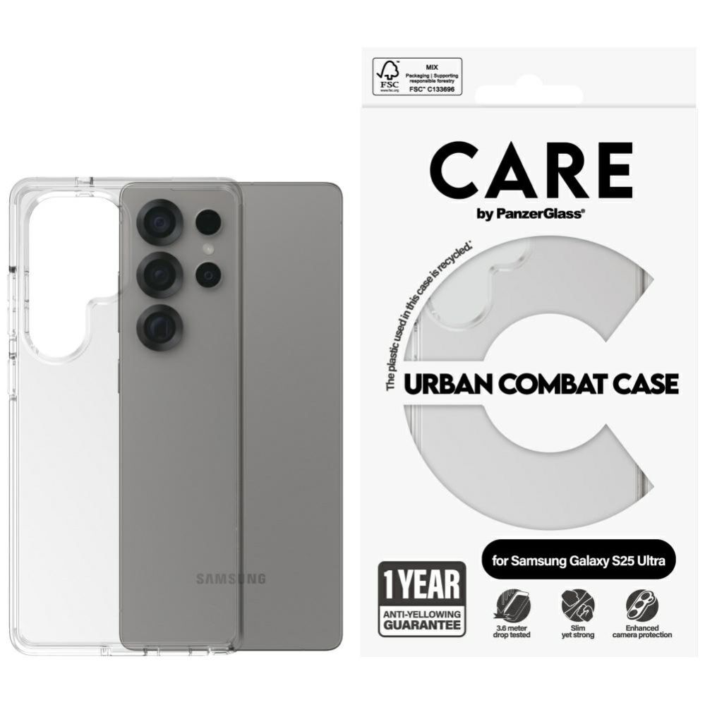 Citas preces Panzer Glass CARE by PanzerGlass Flagship Urban Combat Case for Samsung Galaxy S25 Ultra - Clear