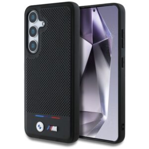 Kitos prekės BMW  BMW Leather Tricolor Stripe MagSafe Case for Samsung Galaxy S25+ - Black 