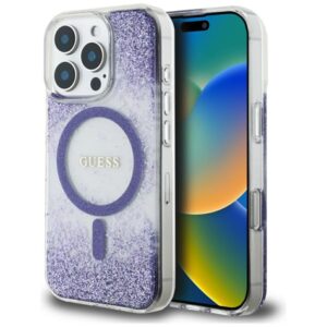 Kitos prekės Guess  Guess HC Resin Bottom Glitter MagSafe case for iPhone 16 Pro Max - purple 