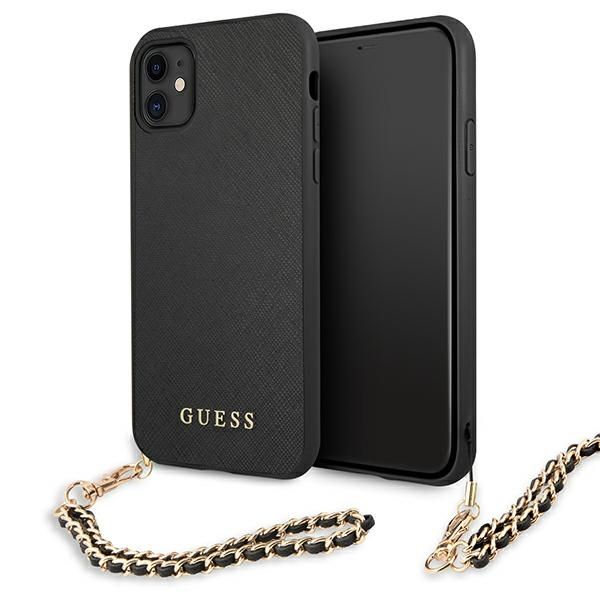 Citas preces Guess Guess Saffiano Chain case for iPhone 11 6.1" / Xr - black
