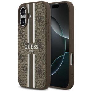 Kitos prekės Guess  Guess 4G Printed Stripes MagSafe case for iPhone 17 - brown 