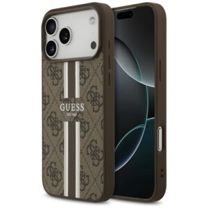 Kitos prekės Guess  Guess 4G Printed Stripes MagSafe case for iPhone 17 Pro Max - brown 