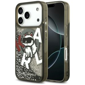 Citas preces Karl Lagerfeld  Karl Lagerfeld Liquid Glitter Choupette Logo MagSafe Case for iPhone 17 Pro Max - Black 