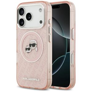 Citas preces Karl Lagerfeld  Karl Lagerfeld IML Glitter Karl & Choupette Heads Logo MagSafe Case for iPhone 17 Pro - Pink 