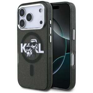 Citas preces Karl Lagerfeld  Karl Lagerfeld IML Glitter Karl & Choupette Sketch Logo MagSafe Case for iPhone 17 Pro - Black 