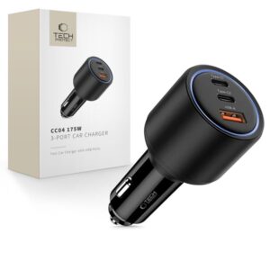 Citas preces Tech-Protect  CC04 3-port PD175W car charger - black 